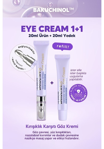 Lalarecipe Retinol Bakuchiol Göz Kremi 1+1 Set LALARECIPE Bakuchinol Eye Cream 20ml x 2 Set
