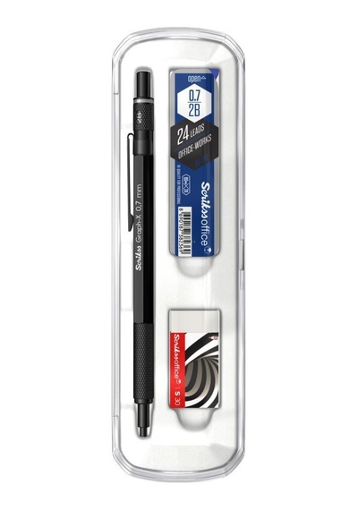 Graph-x 3lü Set Mat Siyah Versatil Kalem 0.7mm + Silgi + Min