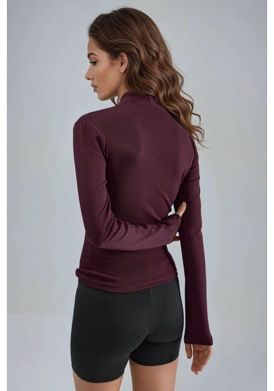 Hiccup Busem Slim Fit V Yaka Uzun Kollu Bluz Leylak Moru
