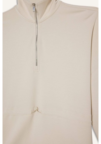 Defacto Long Fıt Dik Yaka Modal Sporcu Sweatshirt F9065ax26sper218 Ekru-er218