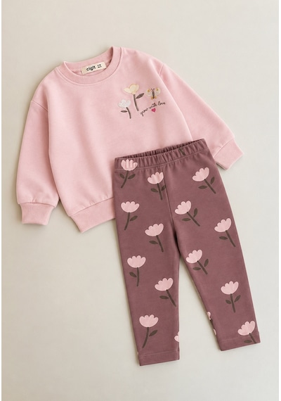 Cigit Taytlı Mevsimlik T-shirt Takım 1-7 Yaş Pudra Pembe