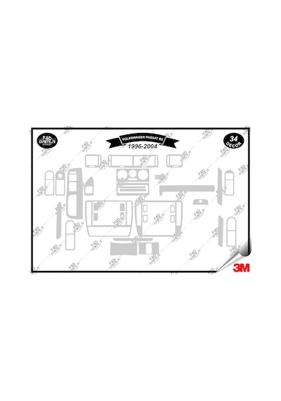 Volkswagen Passat B5 1996-2004 Torpido Konsol Trim Göğüs Maun Kaplama Set 34 Parça Gümüş Renk