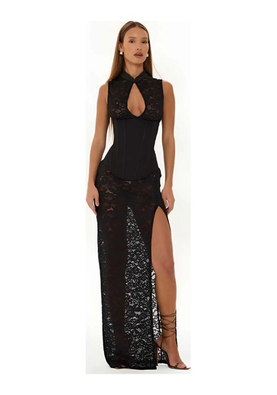 Havens Sedona Corse & Dantel Elbise + G-string Siyah