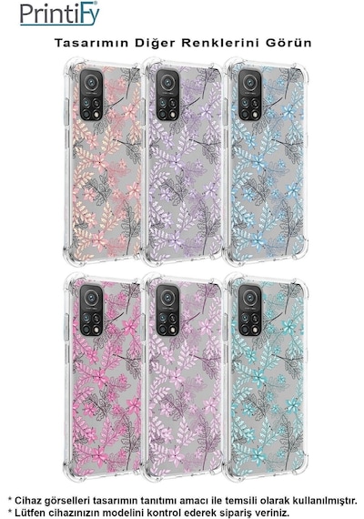Samsung Galaxy A26 İle Uyumlu Floral Lila Baskılı Şeffaf Köşe Korumalı Antişok Kılıf