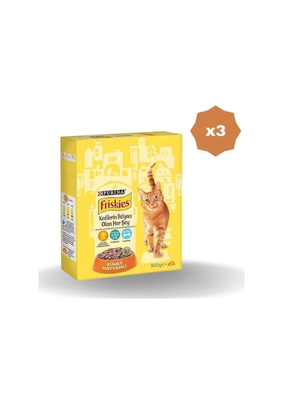 Felix Kedi Friskies Yetişkin Kümes Hayvanlı Kuru Mama 300 Gr - 3 Adet