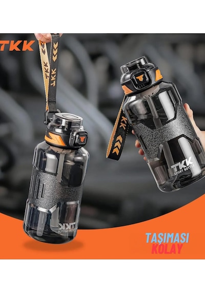 Tkk 1500ml Pipetli/pipetsiz Kullanıma Uygun Taşıma Askılı Sports Tritan Su Matarası Pembe Diğer