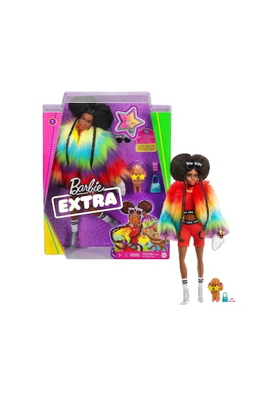 Barbie Extra Gökkuşağı Renkli Ceketli Bebek Köpek Figürü