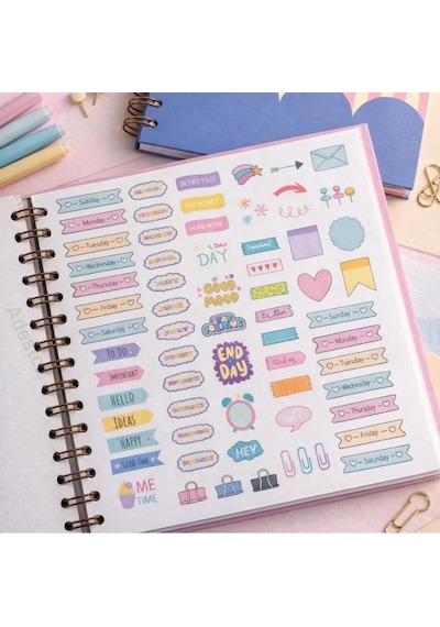 Lizy Spiralli Süresiz Planlayıcı Ajanda - 19x19 Cm - Motivasyon Ve Sticker Sayfaları Çiçek Pembe