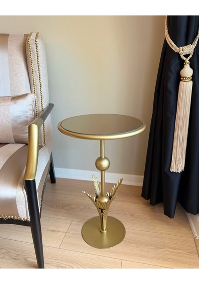 Flora Model Metal Yan Sehpa Mat Gold