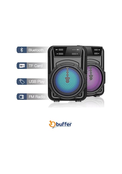 Buffer Mini Işıklı Bluetooth Wireless Yüksek Sesli Hoparlör