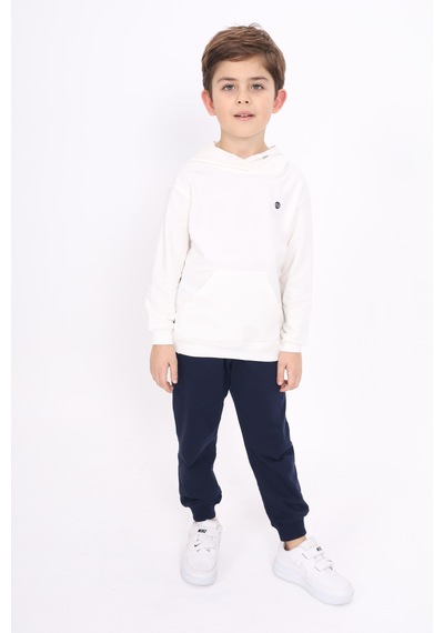 Toontoy Kız Çocuk Relax Fit Kapüşonlu Cepli Baskılı Sweatshirt - 2 İplik Ekru