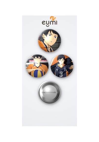 Haikyuu Tobio Kageyama 3'lü Metal Rozet Seti 58mm İğneli Buton Çanta Yaka Rozeti Çok Renkli