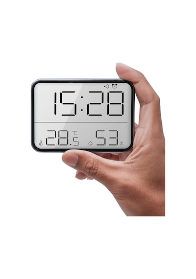 Dijital Mini Saat Lcd Ultra İnce Mıknatıslı Buzdolabı Saati Alarmlı Nem Ve Sıcaklık Göstergeli 9x7cm Diğer
