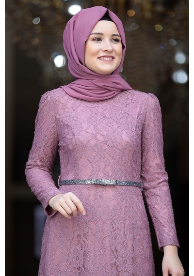 Amine Hüma Hayal Abiye Elbise Lila