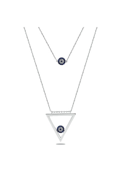 Kuyumcudukkani Nazarlık İkili Kolye -37234-w-blu Beyaz