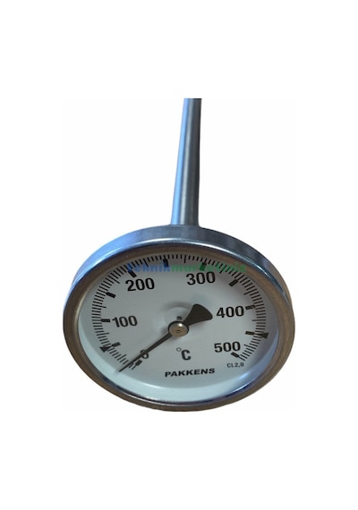 Pakkens 63 MM 500 C Derece Arkadan Bağlantılı Bi-metal Fırın Termometre
