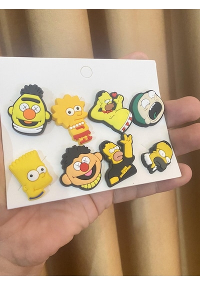 Simpson Desen Crocks Terlik Süsü Jibbitz Crocs Aksesuarı 8 Adet