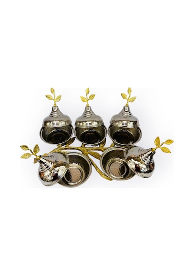 5 Li Bakır Zeytin Dalı Çerezlik Ve İkramlık Gümüş