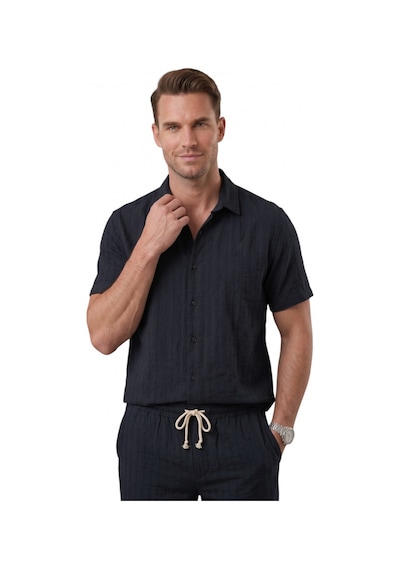 Deep Sea Deepsea Lacivert Slim Fit Çizgi Dokulu Keten Görünümlü Kısa Kol Erkek Spor Gömlek 2602648 Deep Sea Deepsea Lacivert Slim Fit Çizgi Dokulu Keten Görünümlü Kısa Kol Erkek Spor Gömlek 2602648