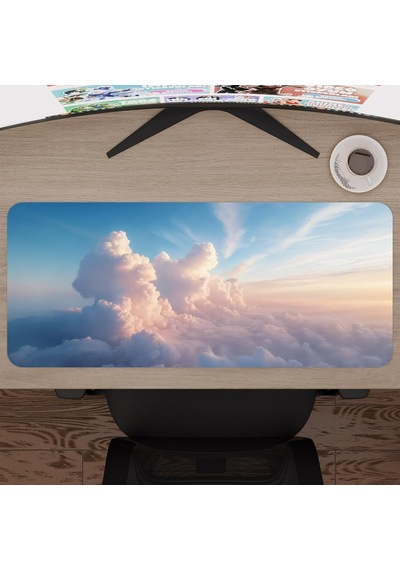 Tr Bulutlar Gaming Mouse Pad Kauçuk Kaymaz Taban Mousepad V2, 70x30 Xl