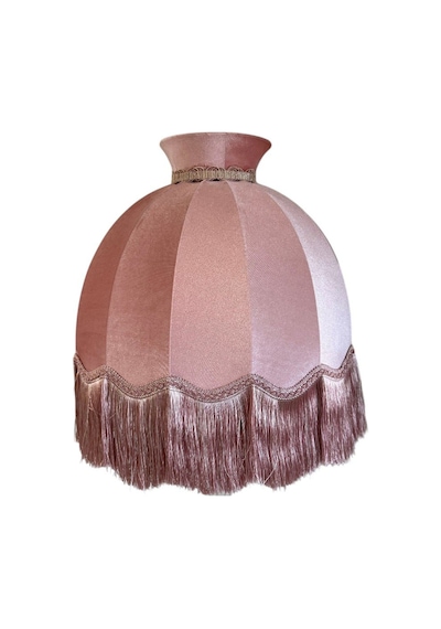 Pembe Kadife Başlık Beyaz Ahşap Ayaklı Taçlı Lambader Vintage Model 50x170cm