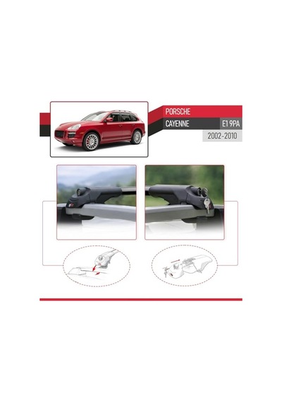 Accessorypart Porsche Cayenne 2003-2011 Arası İle Uyumlu Ace-1 Ara Atkı Tavan Barı Siyah 3 Adet Bar