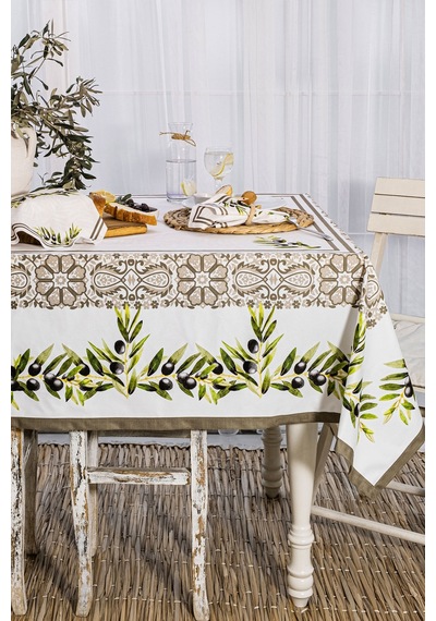 Elart Zeytin Yemek Seti 12 Kişilik Masa Örtüsü Takımı 150x210 Cm Çok Renkli