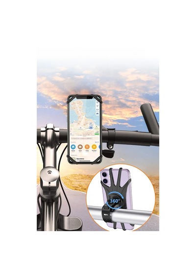 Thentech Bisiklet Scooter Silikon Esnek Telefon Tutucu Sağlam Esnek Silikon Gidona Sabitlenebilir Siyah
