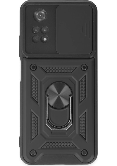 Cosmotex Newface Xiaomi Poco M4 Pro 4g Kılıf Pars Lens Yüzüklü Silikon - Siyah Sıyah