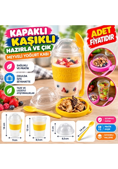Taken Go Kapaklı Kaşıklı Pratik Taşınabilir Meyveli Yoğurt Kabı Aklby-bsva58 Diğer