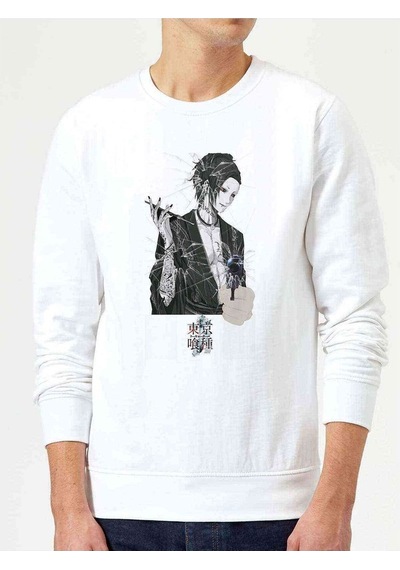 Anime Tokyo Ghoul Anteiku Baskılı Beyaz Erkek Örme Sweatshirt (528464415)