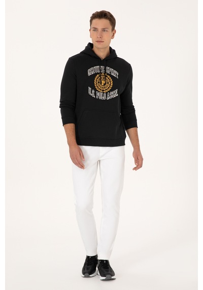 U.S. Polo Assn. Erkek Regular Fit Kapüşonlu Şardonlu Siyah Sweatshirt 50308999-VR046