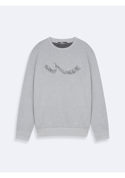 LTB Regular Fit Sign Baskılı Bisiklet Yaka Gri Sweatshırt