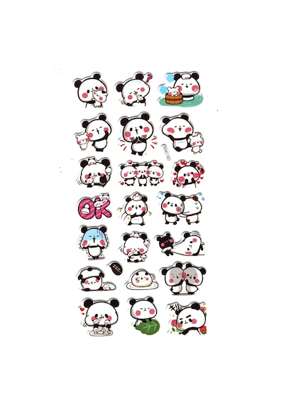 Sticker Kabartmalı Stiker Çıkartma Etiket Xhc167 -18x9 Cm- Komik Panda Çok Renkli