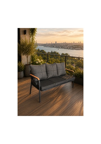 Bahçe Balkon Mobilyası 3+1+1+sehpa Gri Gri