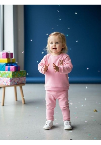 Zekids Kız Bebek Pamuklu Punch Tavşan Nakışlı Sweatshirt-16336 Pembe