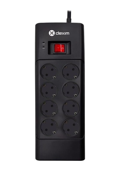 Dexim Sp08dg 8port Akım Koruyucu Priz Siyah 1.8 Metre