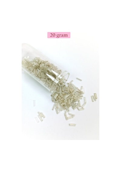 Uzun Boru Kesme Boncuk Çap 2mm Uzunluk 10 Mm - 20 Gram - Gümüş - Bnc232
