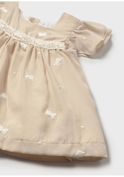 Kız Bebek Elbise Külot Takım 1802 Bej