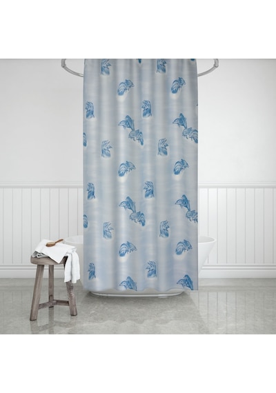 Zethome Evdy Banyo Duş Perdesi 7085 Çift Kanat 2X110X200 Mavi
