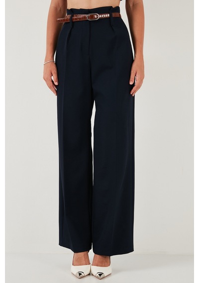 Lela Wide Leg Yüksek Bel Geniş Paça Palazzo Bayan Pantolon 65271262 Lacivert