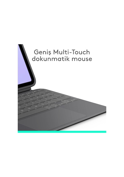Logitech Combo Touch 11 İnç Apple Uyumlu iPad  Pro M4 İle Türkçe Klavyeli Tablet Kılıfı - Gri