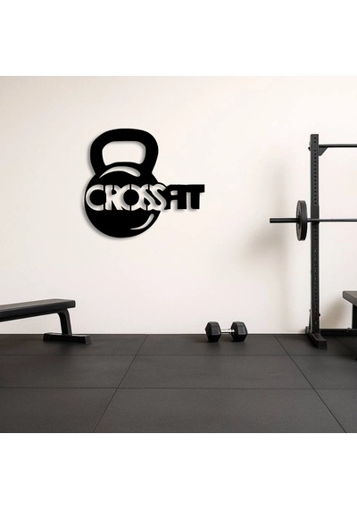 Crossfit Kettlebell Tasarımlı Metal Duvar Tablosu Siyah