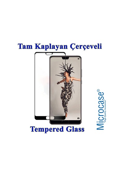 Huawei P20 Pro Tam Kaplayan Çerçeveli Tempered Ekran Koruyucu