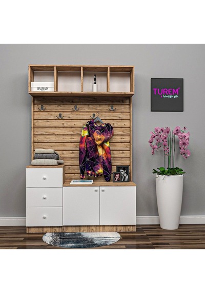 Peony Özel Ölçü Portmanto Mdf Antrasit