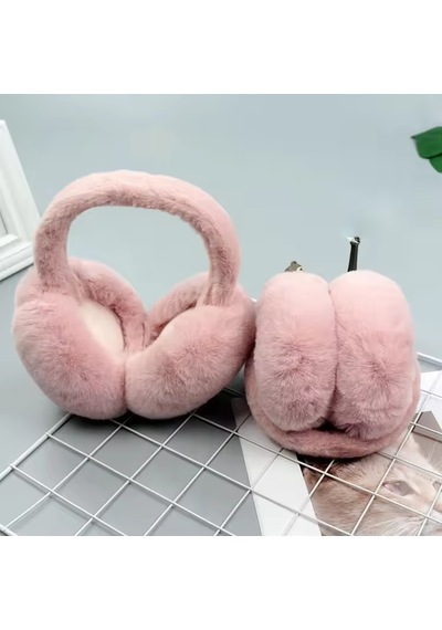 Eleven Markets Soğuktan Koruyucu Soft Peluş Katlanabilir Kulak Koruyucu Kulaklık Pembe