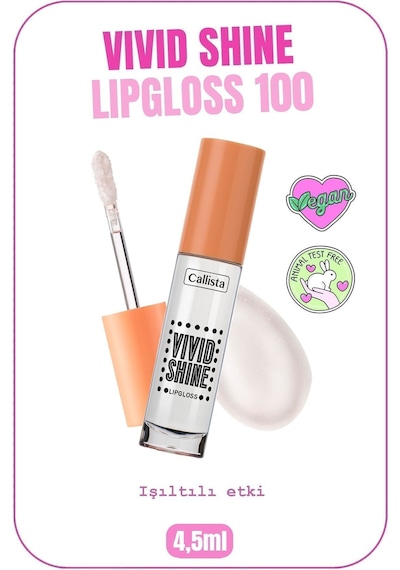 Callista Vivid Shine Lipgloss Nemlendirici Işıltılı Dudak Parlatıcısı - 100 Crystal Clear - Şeffaf
