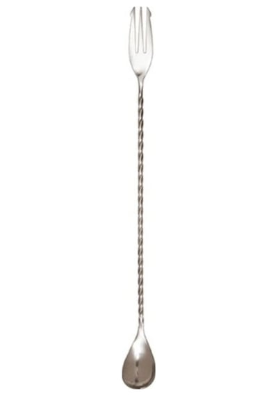 Burgulu Çatallı Bar Kaşık 33 Cm Paslanmaz Çelik
