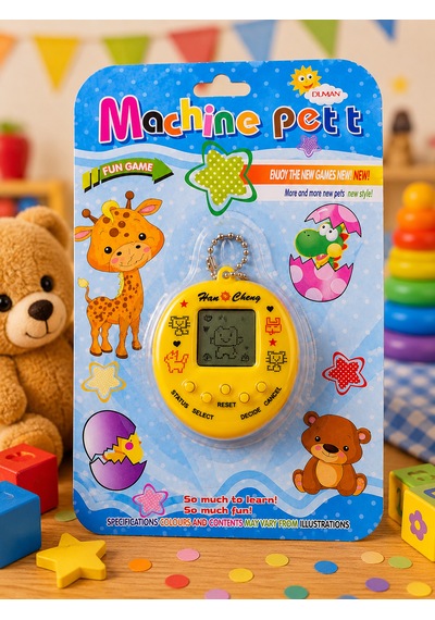 Machine Pet Dijital Sanal Evcil Hayvan Anahtarlık Oyunu Lcd Ekranlı Elektronik Oyuncak Sarı 001