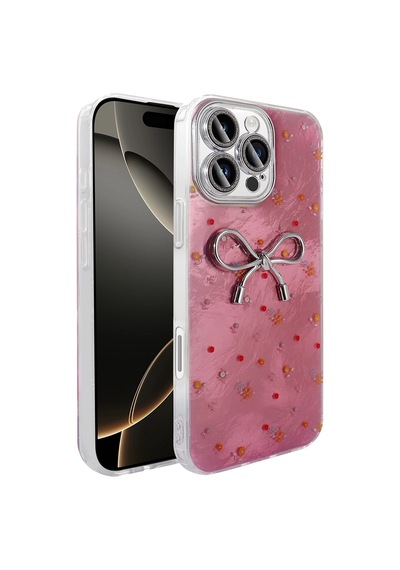 Apple Uyumlu iPad iPhone 16 Pro Kılıf Kamera Korumalı Figürlü Zore Ponti Silikon Kapak Açık Pembe